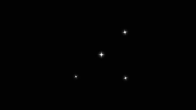Sparkling star dust trail and twinkling glitter stars overlay,cartoon doodle twinkle effects, seamless loop animation on black screen, 4k video