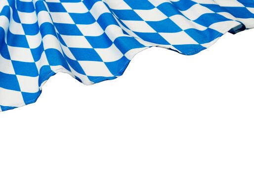 Wavy blue and white Bavarian diamond pattern fabric background for Oktoberfest