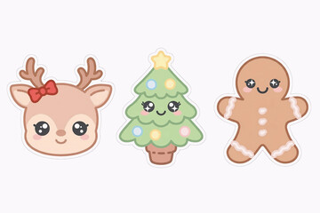 Naklejka premium gingerbread man with christmas tree