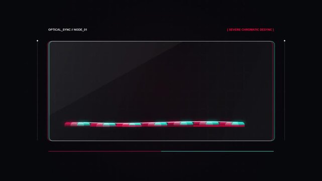 Futuristic Digital Bar Graph Showing Data Analysis and System Monitoring Experiencing a Severe Chromatic Desync Glitch Before Realigning