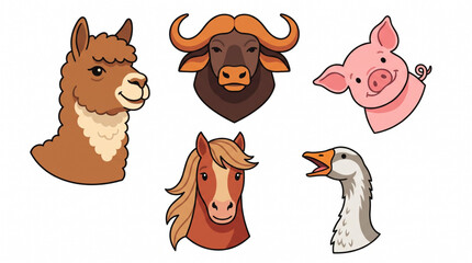 Naklejka premium Farm animal vector illustrations depict a llama