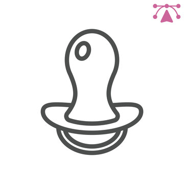 Baby pacifier line icon, mother day concept. Vector graphics. Feeding, accessory sign and editable stroke, outline style icon for mobile or web design.
