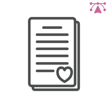 Love letter line icon, correspondence concept. Vector graphics. Personal words and attention, paper sign and editable stroke, outline style icon for mobile or web design.
