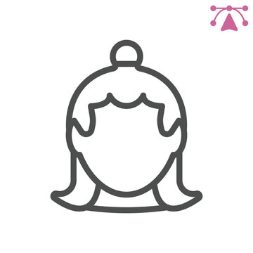 Girl head line icon, love and education concept. Vector graphics. Child avatar, kid sign and editable stroke, outline style icon for mobile or web design.