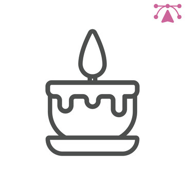 Aroma candle line icon, accessory concept. Vector graphics. Peace and relaxation sign and editable stroke, outline style icon for mobile or web design.