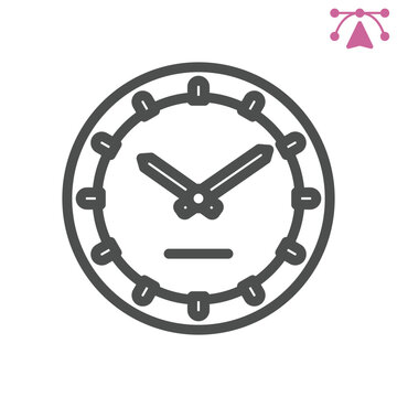 Wall clock line icon, time measurement concept. Vector graphics. Time and discipline, dial sign and editable stroke, outline style icon for mobile or web design.