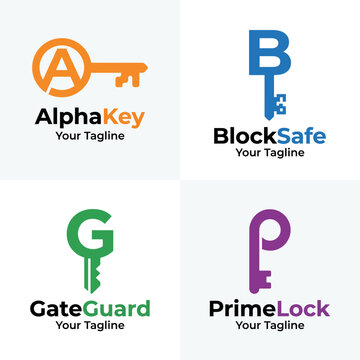 A visually appealing collection of key logos, featuring colorful and modern designs that emphasize security and protection, perfect for businesses in the locksmith or security industry.