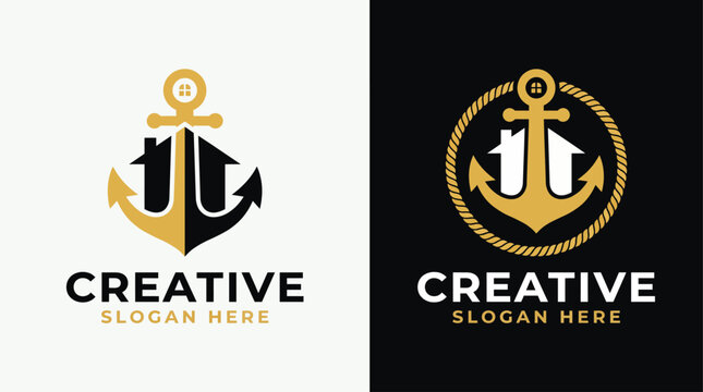 This strikingly designed two-tone anchor logo merges a classic nautical theme with modern aesthetics, showcasing a blend of tradition and contemporary art in branding.