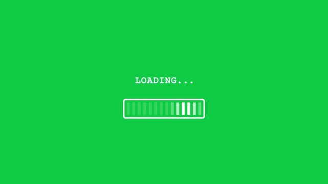 Minimal seamless looping terminal bracket bar user interface animation on a green chroma key background