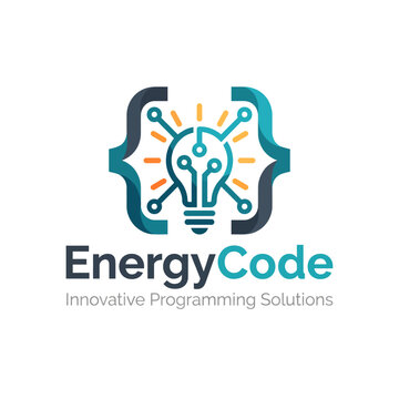 This logo combines a light bulb with code symbols, representing innovative programming solutions and creative tech ideas, ideal for tech startups and coding workshops.