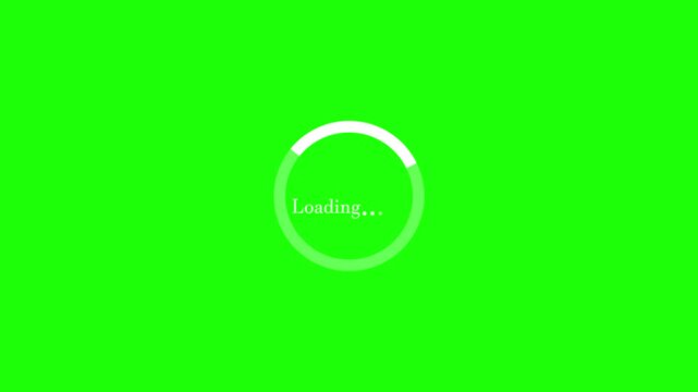Animated abstract circle loading bar on green background.
