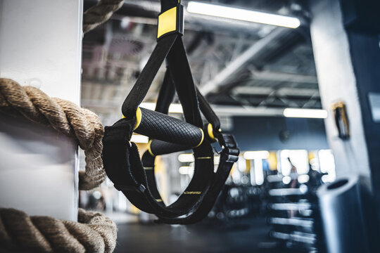 TRX Suspension Trainer Hanging In The Gym For Bodyweight Training Sessions