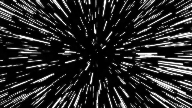 Hyperspace Jump. Flying Through the Universe Lightspeed Tunnel. Acceleration and Slowdown of Abstract Spaceship Like Star Wars Effect. Animation of 4k video.