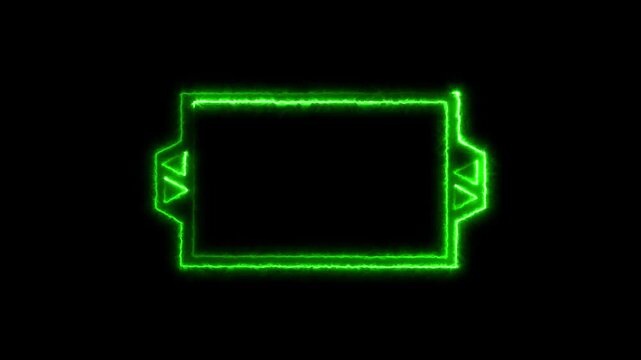 Neon pink glowing hud frame with animated geometric border and digital interface on black background.