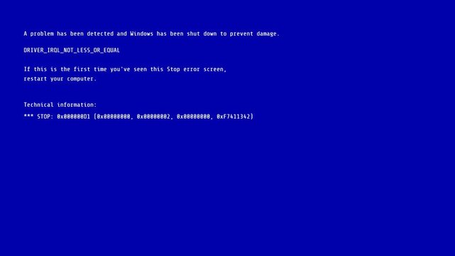 BSOD Computer Crash: Retro operating system critical error popups multiplying and filling the screen, leading to blue screen crash. Vintage system critical failure animation, dark background.