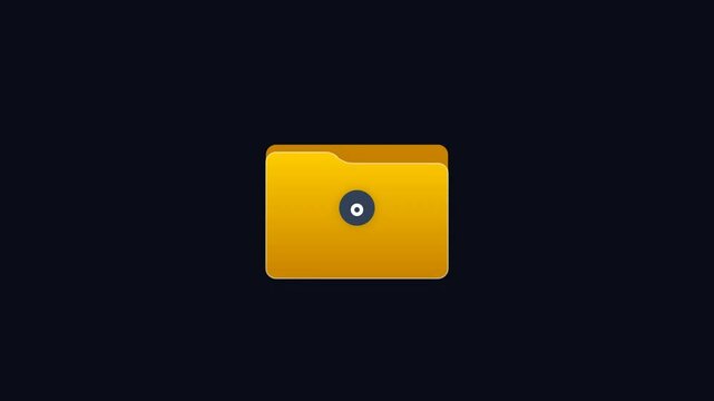 Yellow Folder Icon Turning Red with Error Cross Sign Animation. Animated file error or corrupt directory interface graphic for broken links, access denied, or failed data loading.