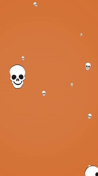Animation of falling skulls on orange background