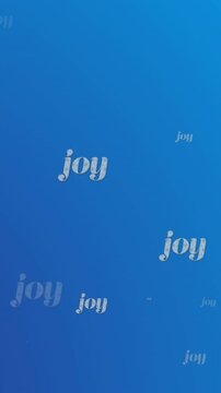 Animation of multiple joy texts at christmas on blue background