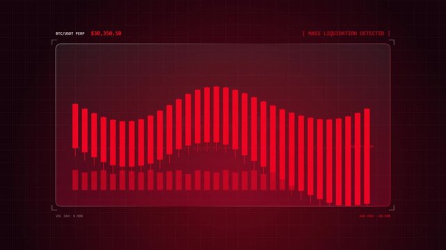 Cryptocurrency Market Chart Displaying a Flash Crash Warning Liquidation and Dynamic Recovery on a Digital Financial Interface
