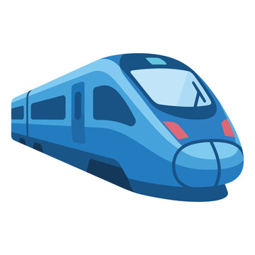 Train Icon With Blue High Speed Train Flat Vector Illustration