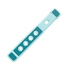 3D rendered teal and light blue flute musical instrument icon with rounded edges and circular finger holes isolated on a transparent background © Trendy_Desing