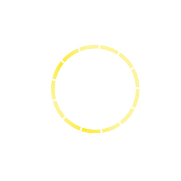 yellow round frame on transparent background, yellow circle dotted border for design