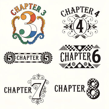 chapter dividers set element retro decoration
