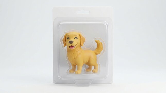 Adorable golden retriever dog figurine in packaging perfect for children and collectors who love unique toys