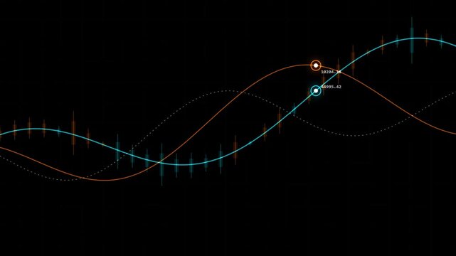Animated line graphs with interactive tooltips, dynamic chart data visualization, scientific waveform analysis, statistical trend display on black background with copy space