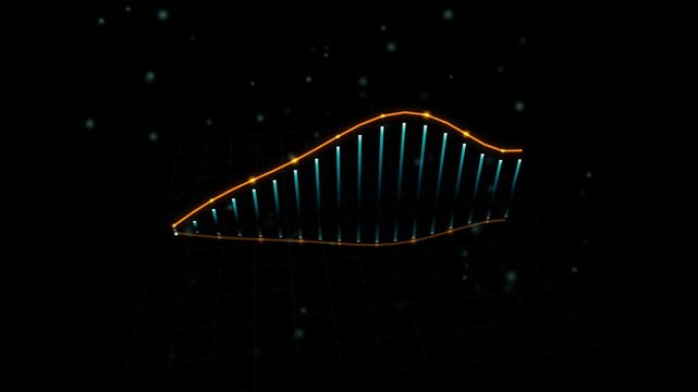 Futuristic data visualization chart, glowing digital graph, abstract technology background with cyan and orange neon lights, modern analytics interface, cyber security concept
