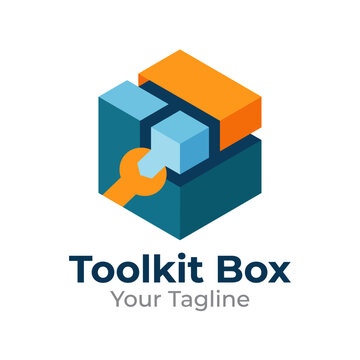 The Toolkit Box logo elegantly merges a toolbox and design elements, signifying practicality and efficiency in the construction and tools industry with contemporary aesthetics.
