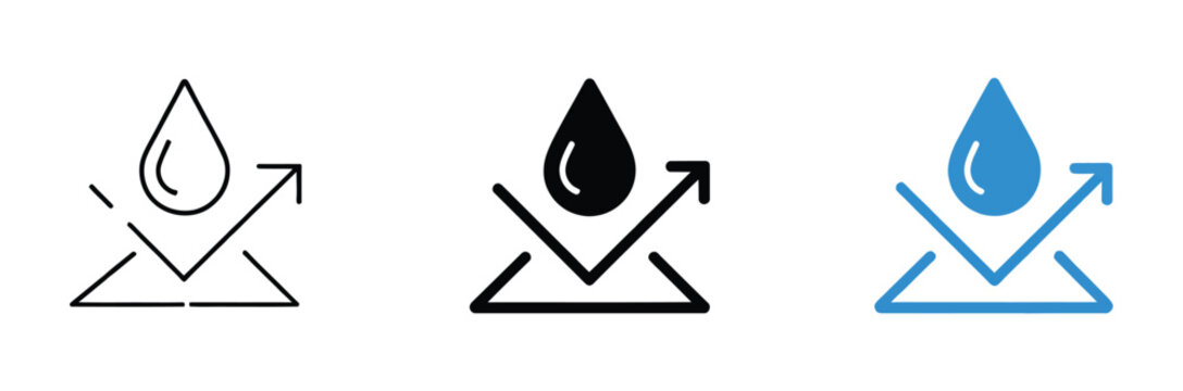 Waterproof sign icon vector illustration for protection, water resistance, droplet, moisture safety, and durable surface concepts.