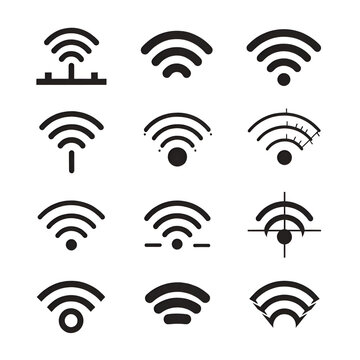 Wifi con set wireless internet symbol different
