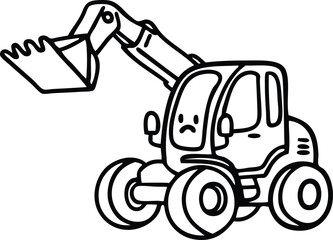 Naklejka premium Cute construction excavator vector illustration