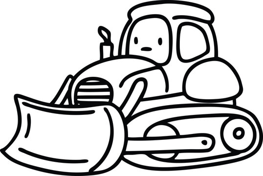 Cute construction bulldozer vector illustration