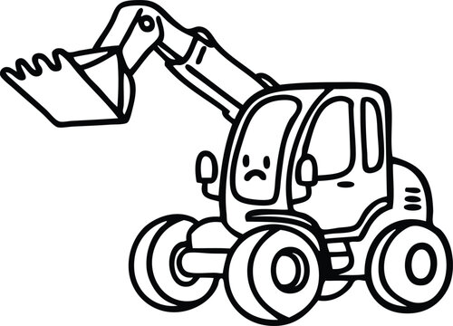 Cute construction excavator vector illustration