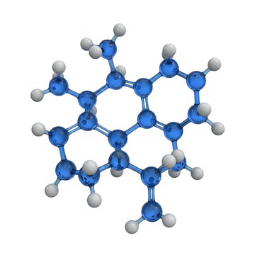 Isolated molecular structure of benzene with carbon atoms