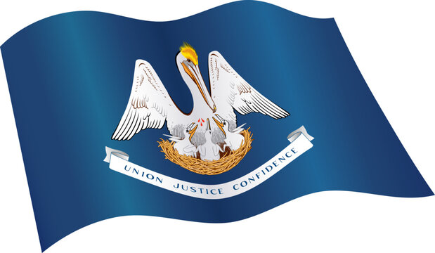 accurate correct louisiana la state flag flying waving flowing vector isolated on transparent background