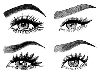 Fototapeta premium Minimalist linear eyes set for beauty salon branding, Volume 10