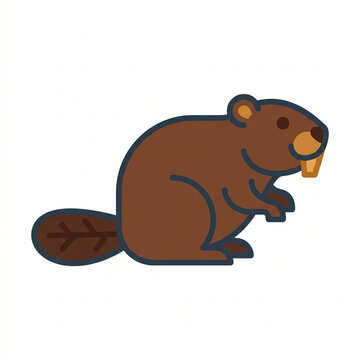 Beaver character in flat vector style for nature education design