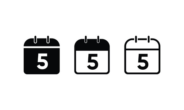 5 date icon, calendar date 5, date 5 icon, 5 calendar date, 5 vector