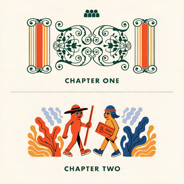 chapter dividers set element retro decoration