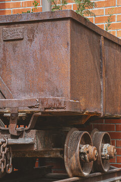 An old mining cart turned into a planter in  Ouray, Colorado