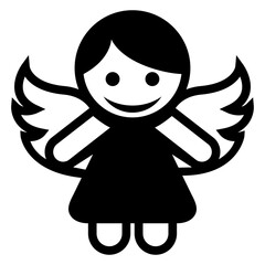 Fototapeta premium Tiempo de Navidad. Icono con el dibujo sencillo de un ángel para tarjetas y felicitaciones de Navidad 