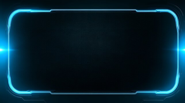 Modern Sci-Fi Hexagon Texture Background with Glowing Blue Neon Cyberpunk Interface Border Overlay