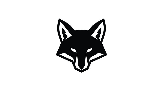 Black fox head silhouette against a white background modern design