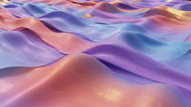 Abstract liquid waves background: soft pastel gradient flowing silk animation for modern and motion