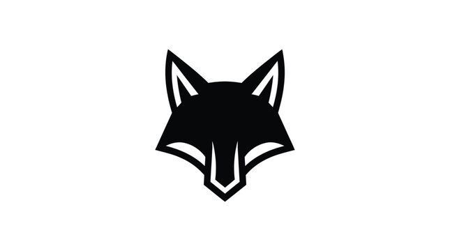 Black fox head silhouette against a white background