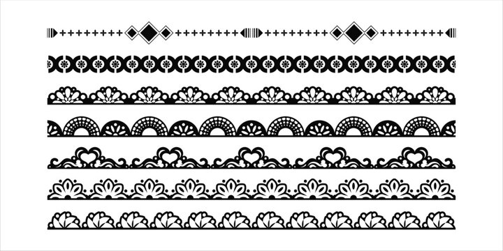 Black ethnic seamless border set