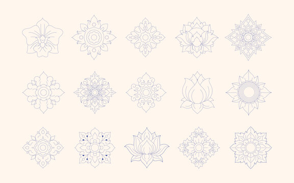 Thai floral line art ornament